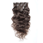QVR #4 Dark Brown Straight/Body Wave 7Pcs Clip in Hair Extensions