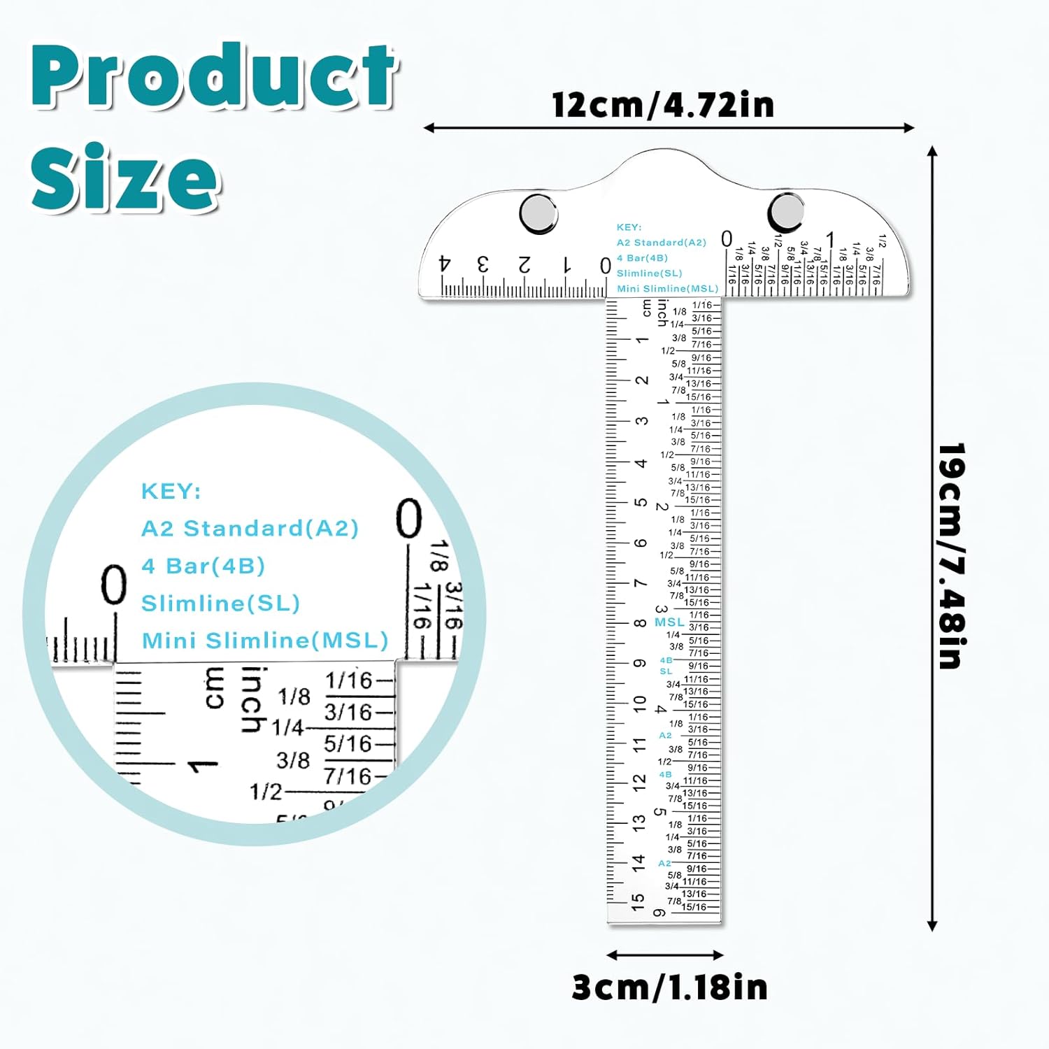 6" Clear Acrylic T Square Ruler, Drafting Tools T Square, Inches and Metric for Crafting, Drafting and General Layout Work, Art Framing, Scrapbookin,g Crafting