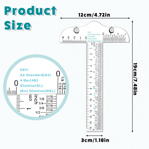 6" Clear Acrylic T Square Ruler, Drafting Tools T Square, Inches and Metric for Crafting, Drafting and General Layout Work, Art Framing, Scrapbookin,g Crafting