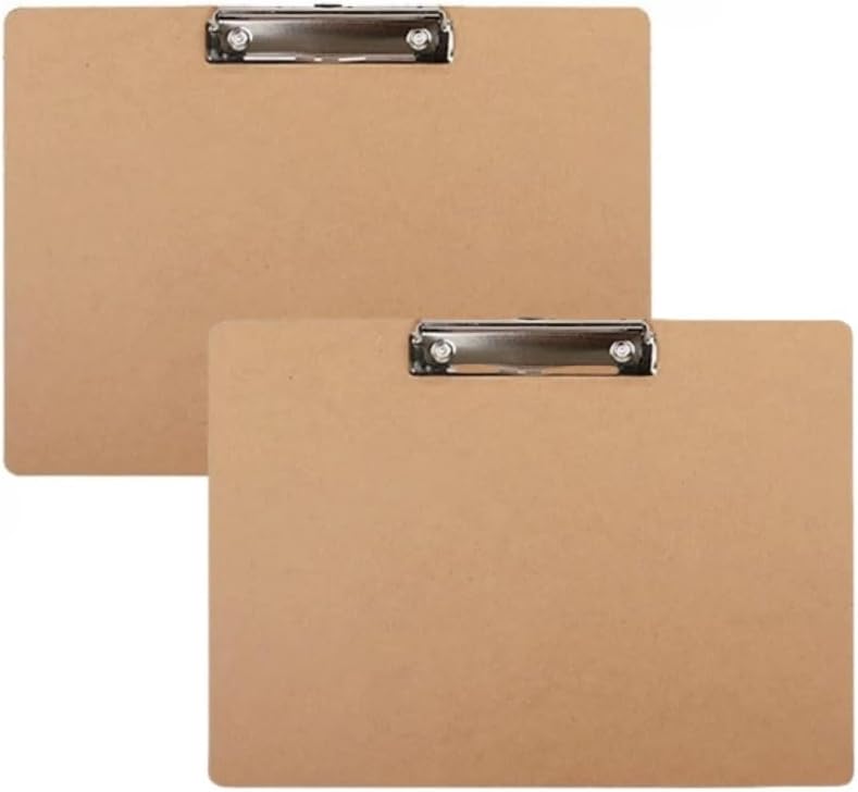 2 Pieces Landscape Clipboard with Clip,Large Wooden Drawing Clipboard,Watercolor Boards,Work clipboard for Painting,Sketching,Engineering Drawings,Dooding,Note Taking Office Supplie (Brown, 8.5x11)