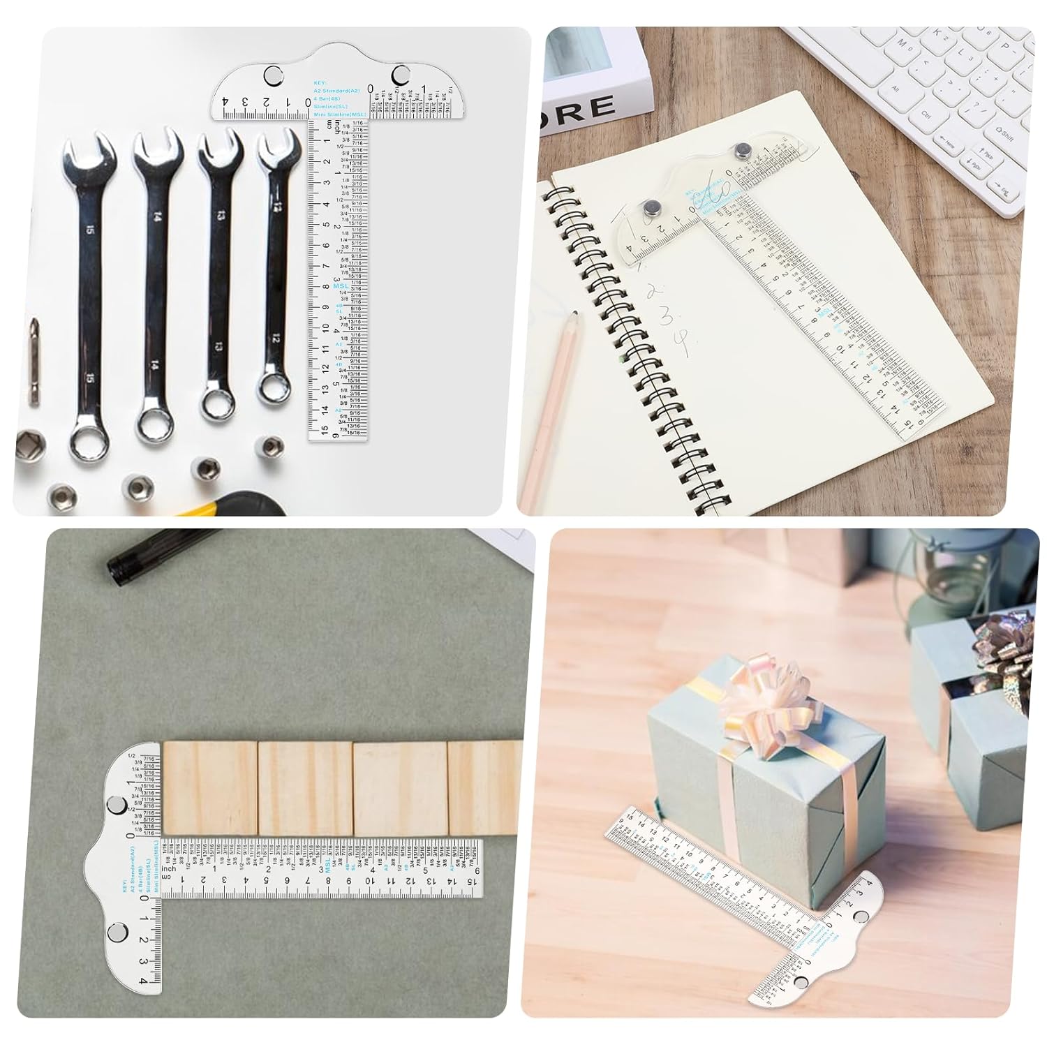 6" Clear Acrylic T Square Ruler, Drafting Tools T Square, Inches and Metric for Crafting, Drafting and General Layout Work, Art Framing, Scrapbookin,g Crafting