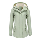 DGHM-JLMY 1/2 Pack Women's Windproof Waterproof Cotton Coats Fashion Warm Hooded Outerwear Solid Thick Fleece Jacket