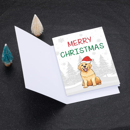 Golden Retriever Christmas Cards with Envelopes, Stocking Stuffers for Dog Lovers Women Men, Dog Lovers Xmas Gifts, Christmas Dogs Themed Gifts for Grandkids Golden Retriever White Elephant Gift Funny