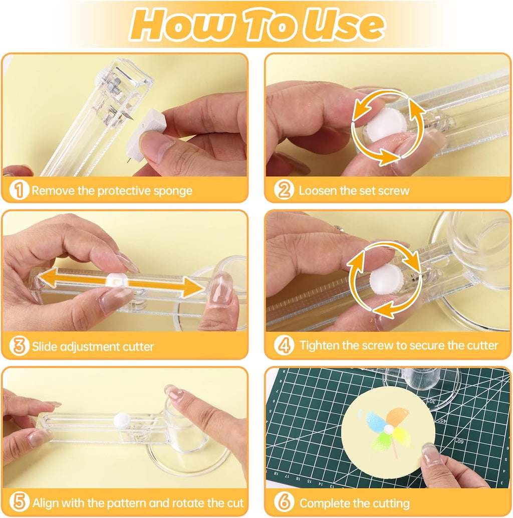 Circle Cutters for Crafts, Circle Paper Cutter with A5 Cutting Mat, Adjustable Round Paper Cutter for DIY Craft (2.75'' to 8.26'')