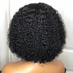 QVR Side Part Brazilian Human Hair Jerry Curly L Part Lace Front Bob Wig