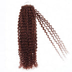 QVR Reddish Brown Human Crochet Hair Small Kinky Curly Machine Made #33B Feather Crochet Hairstyle