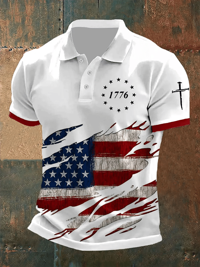Men's Faith Cross Printed Casual POLO Shirt