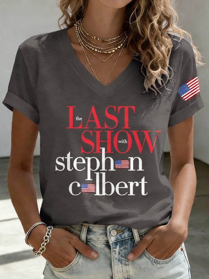🔥Buy 3 Get 15% Off🔥V-Neck Retro Last Show Print T-Shirt