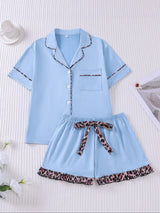 Women's Contrast Binding Pajama Two-piece Set