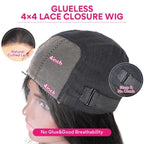 QVR Glueless Pre-cut 4x4 HD Lace Closure Human Hair Wigs Deep Wave Piano #4/27 Highlight Wear & Go Wigs