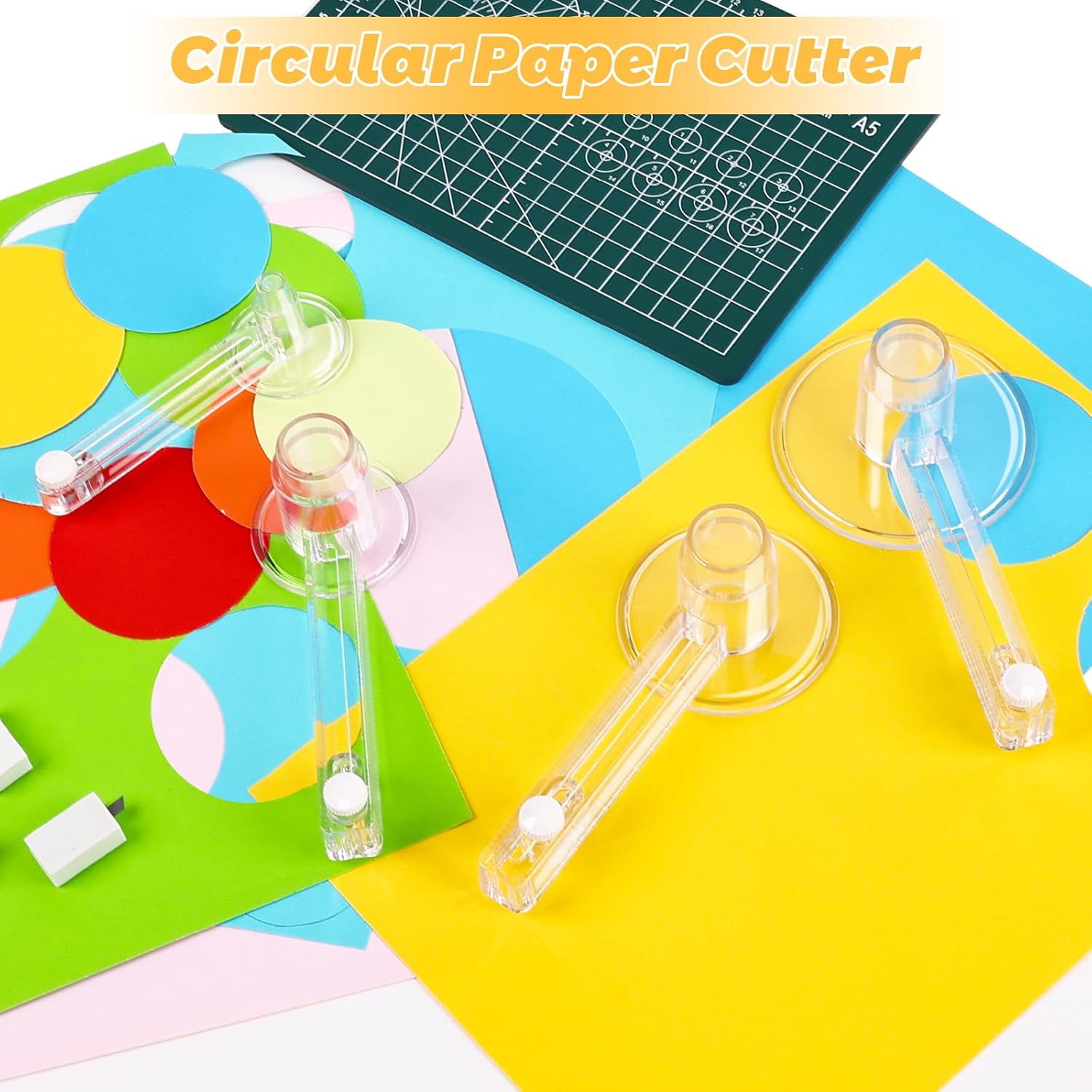 Circle Cutters for Crafts, Circle Paper Cutter with A5 Cutting Mat, Adjustable Round Paper Cutter for DIY Craft (2.75'' to 8.26'')