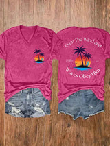 Women's Casual Western Christian Faith Bible Verse Double-Sided Printed V-Neck Short Sleeve T-Shirt