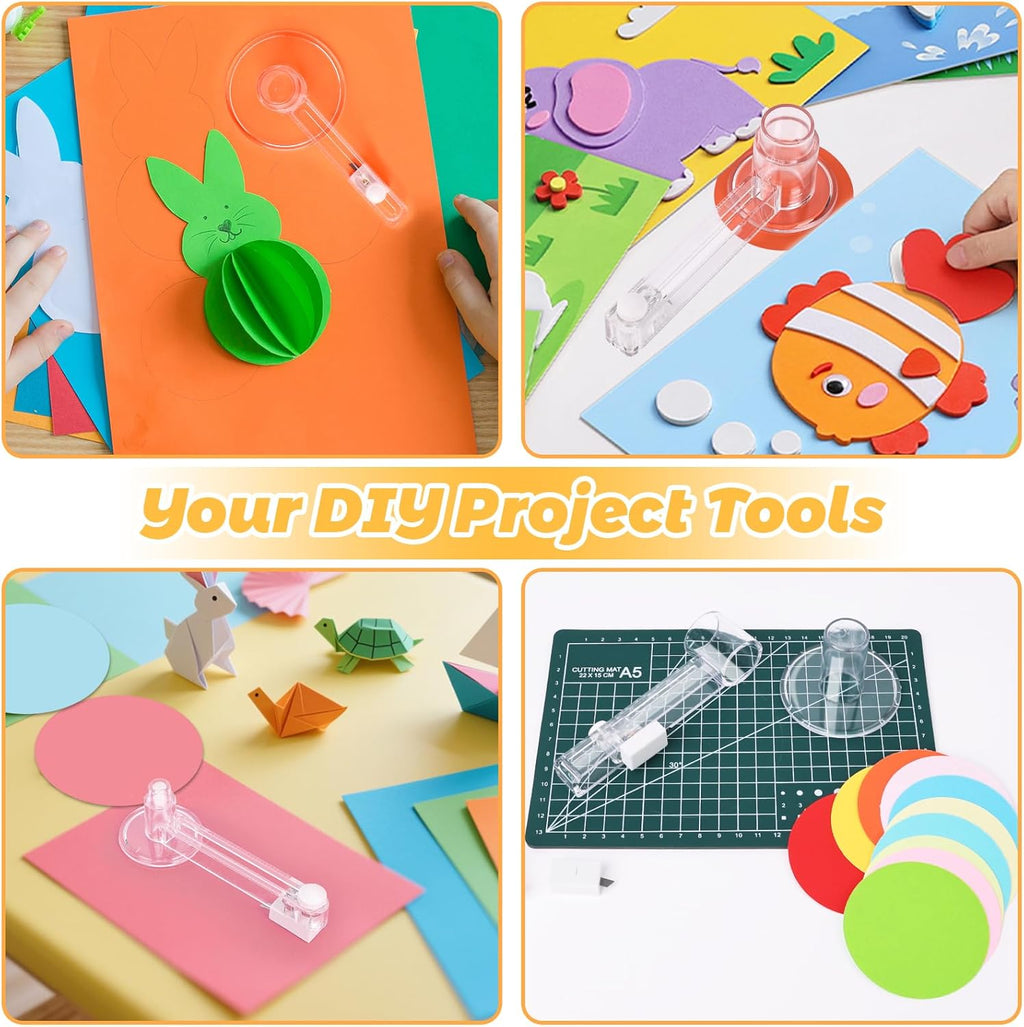Circle Cutters for Crafts, Circle Paper Cutter with A5 Cutting Mat, Adjustable Round Paper Cutter for DIY Craft (2.75'' to 8.26'')