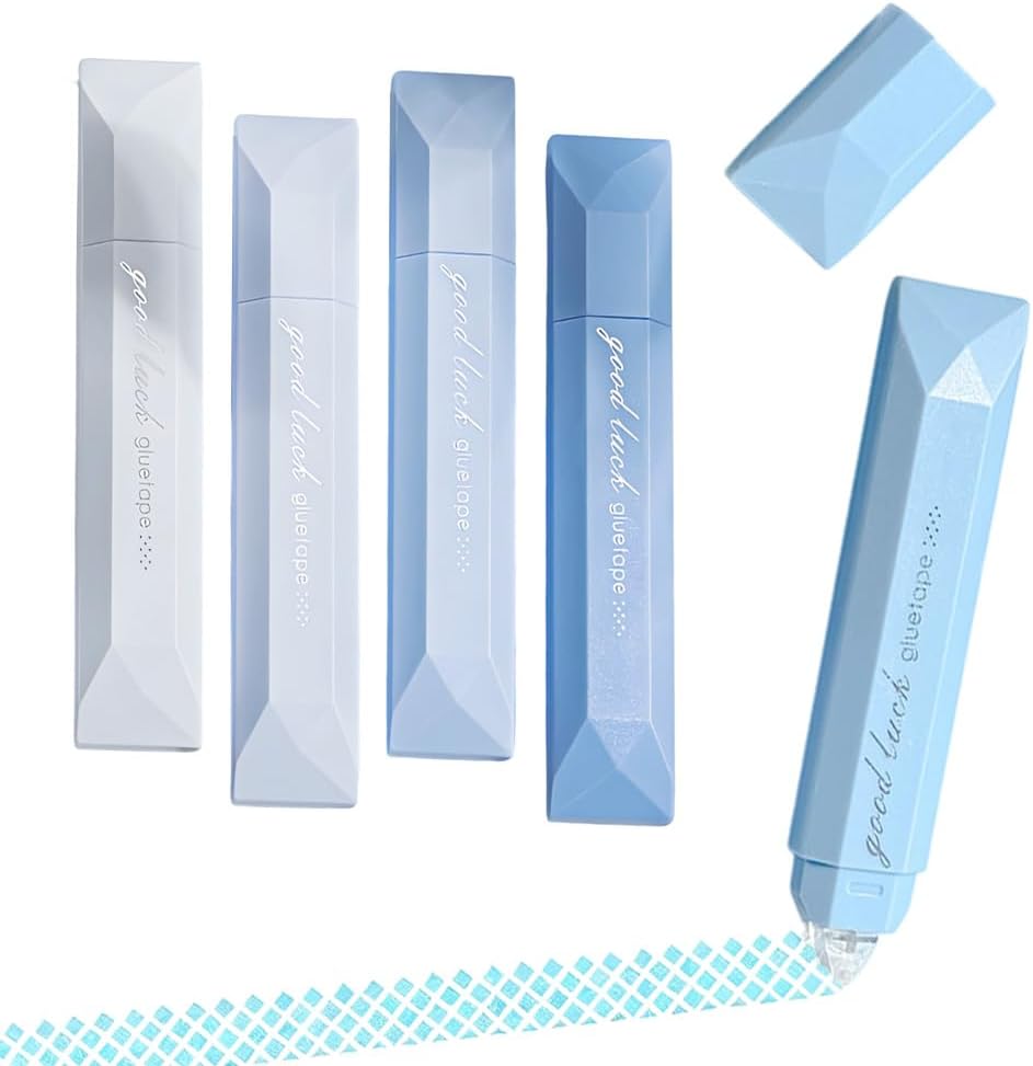 2026 New Double Sided Tape Pens, Double Sided Tape Roller, Retractable Adhesive Glue Runner, Office Adhesive Tape for Scrapbooking, Gift Wrapping, Photo Mounting and School Office Crafts (Blue)