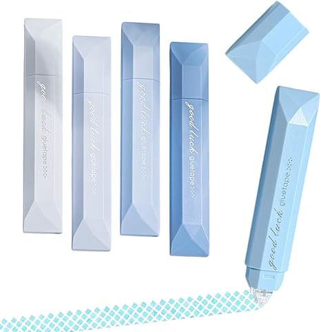2026 New Double Sided Tape Pens, Double Sided Tape Roller, Retractable Adhesive Glue Runner, Office Adhesive Tape for Scrapbooking, Gift Wrapping, Photo Mounting and School Office Crafts (Blue)