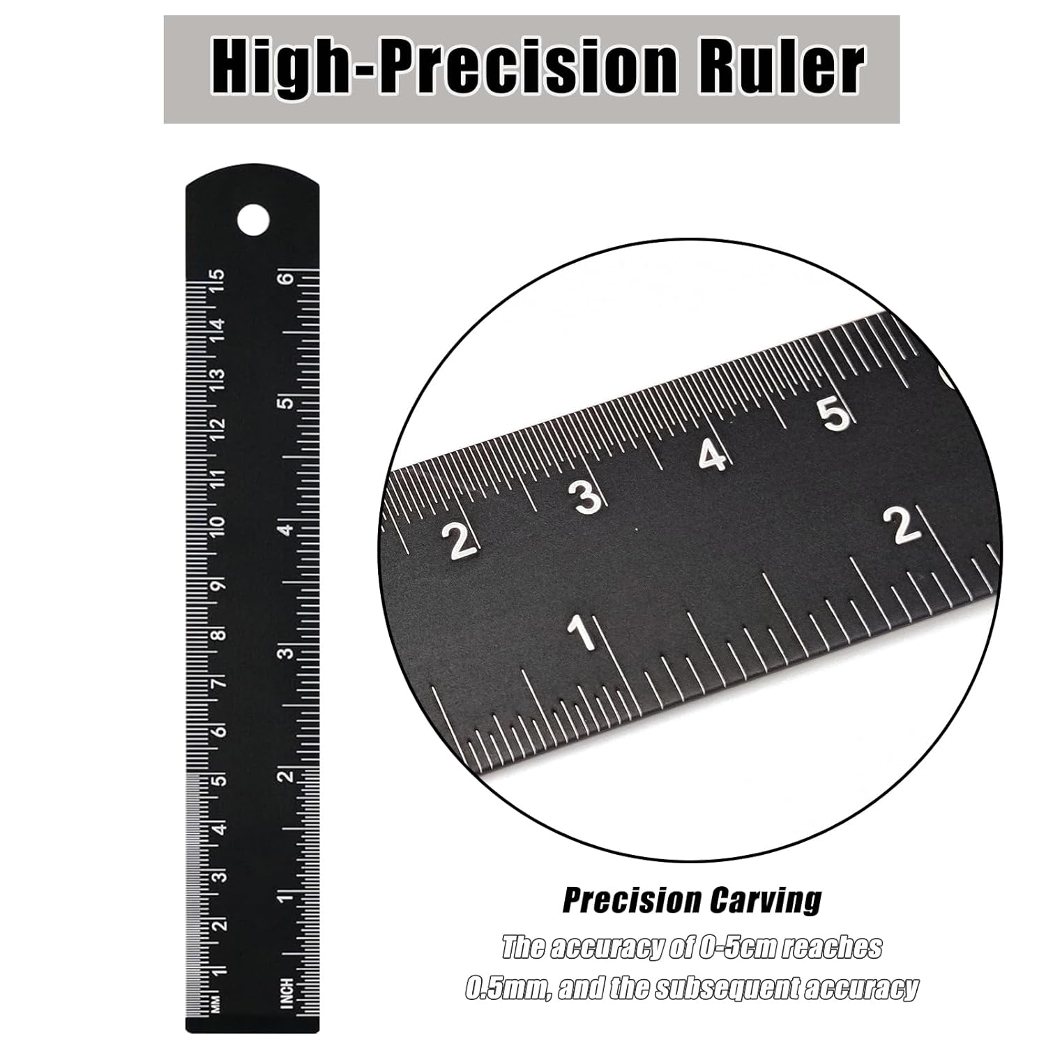 2 Pack Metal Ruler Set (6" and 12"), Dual Scale Metric & Imperial Metal Straight Rulers Kit, 300mm+150mm with Millimeters-Inches Conversion Table for Student School Measuring Office Drafting Tools