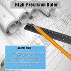 2 Pack Metal Ruler Set (6" and 12"), Dual Scale Metric & Imperial Metal Straight Rulers Kit, 300mm+150mm with Millimeters-Inches Conversion Table for Student School Measuring Office Drafting Tools