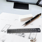 2 Pack Metal Ruler Set (6" and 12"), Dual Scale Metric & Imperial Metal Straight Rulers Kit, 300mm+150mm with Millimeters-Inches Conversion Table for Student School Measuring Office Drafting Tools