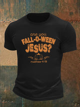 Men's are you FALL-O-WEEN JESUS print casual T-shirt