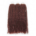 QVR Reddish Brown Human Crochet Hair Small Kinky Curly Machine Made #33B Feather Crochet Hairstyle