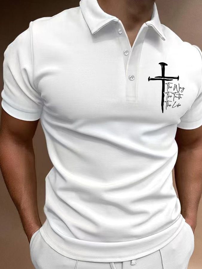 Men's Jesus The Way The Truth The Life Print Polo Shirt
