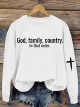 God Family Country  in that order Women's Printed Sweatshirt