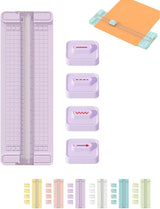 4-in-1 Bidirectional Paper Cutter,Mini Paper Trimmer,Multi-Function Scrapbooking Tool with Straight Wave Perforated Creasing Blades for Craft Paper,Cardstock, Coupon, Label, Photo,Postcard (Blue)