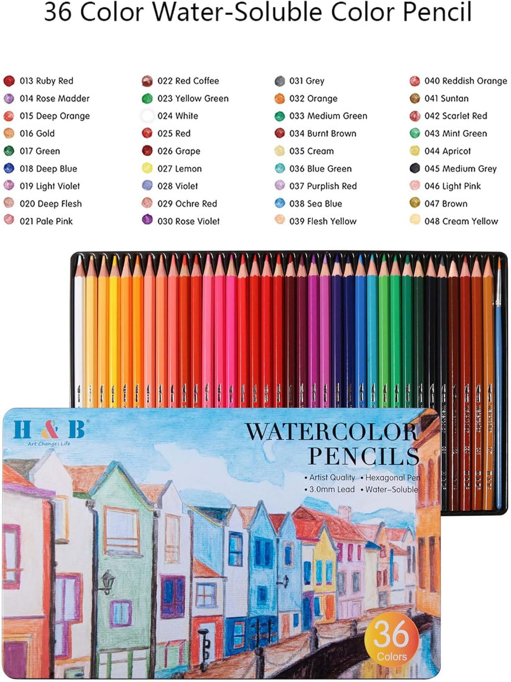 36 Color Watercolor Pencils with Soft Thick Core, SV Bonding Tech & Break-Resistant Lead | Vibrant Blending & Shading for Artists, Adults & Kids | Ideal for Drawing, Sketching, Watercolor Painting
