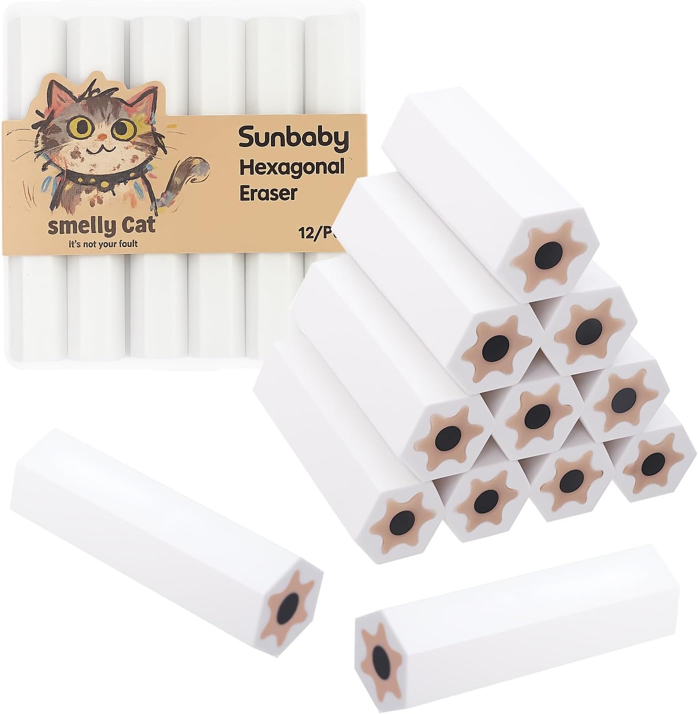 12 Pack Pencil Erasers, Colored Rubber Eraser for Kids School Students Office, Art Erasers for Drawing Sketching Bulk (Black Erasers)