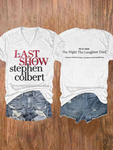 🔥Buy 3 Get 15% Off🔥V-Neck Retro Last Show 05.21.2026 The Night The Laughter Died Print T-Shirt