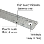 12 Inch Stainless Steel Metal Ruler with Cork Backing, Non-Slip Rulers with Inches and Metric, for School Office Engineering Drafting Tools