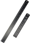 2 Pack Metal Ruler Set (6" and 12"), Dual Scale Metric & Imperial Metal Straight Rulers Kit, 300mm+150mm with Millimeters-Inches Conversion Table for Student School Measuring Office Drafting Tools
