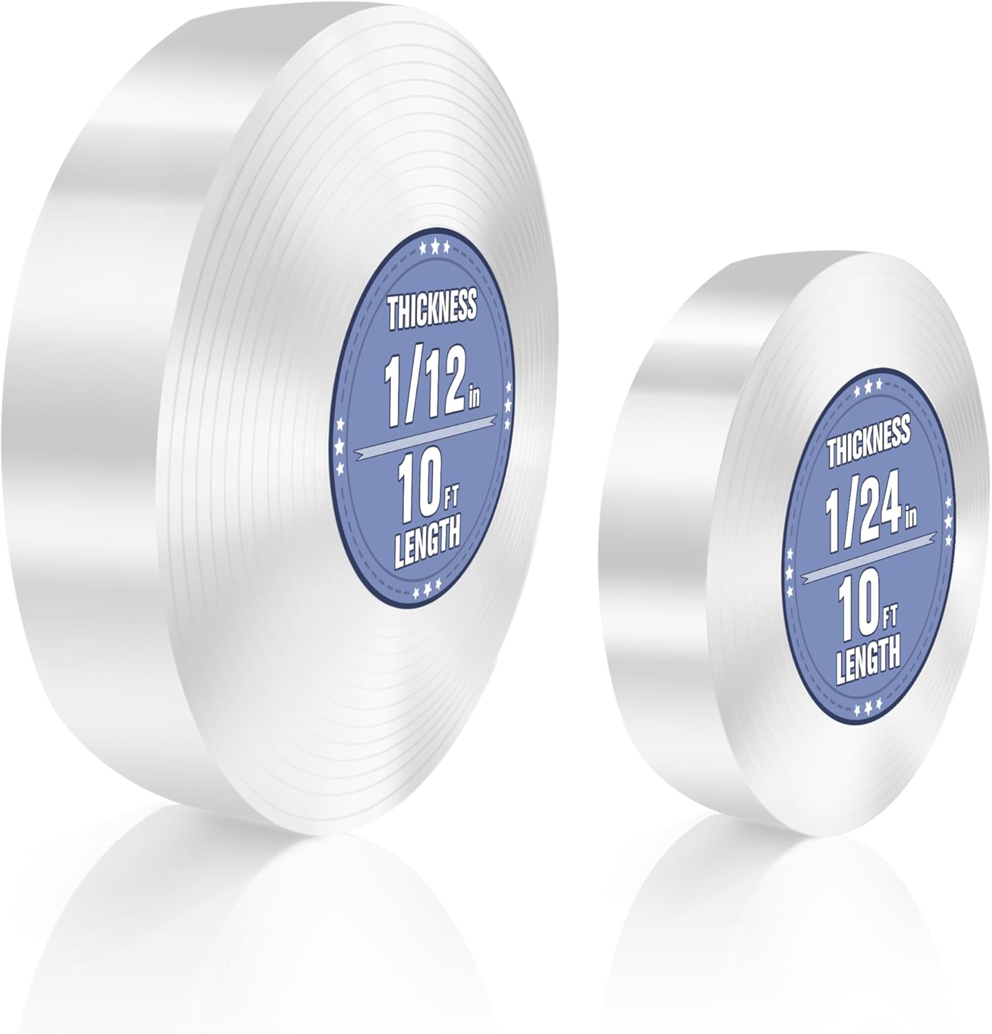 2 Rolls Double Sided Tape Heavy Duty, Clear Nano Tape, 0.8'' x 120'' Two Sided Mounting Adhesive for Walls Posters Carpet, Removable Space Gel Strip, 1/12" & 1/24" Thick