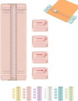 4-in-1 Bidirectional Paper Cutter,Mini Paper Trimmer,Multi-Function Scrapbooking Tool with Straight Wave Perforated Creasing Blades for Craft Paper,Cardstock, Coupon, Label, Photo,Postcard (Blue)