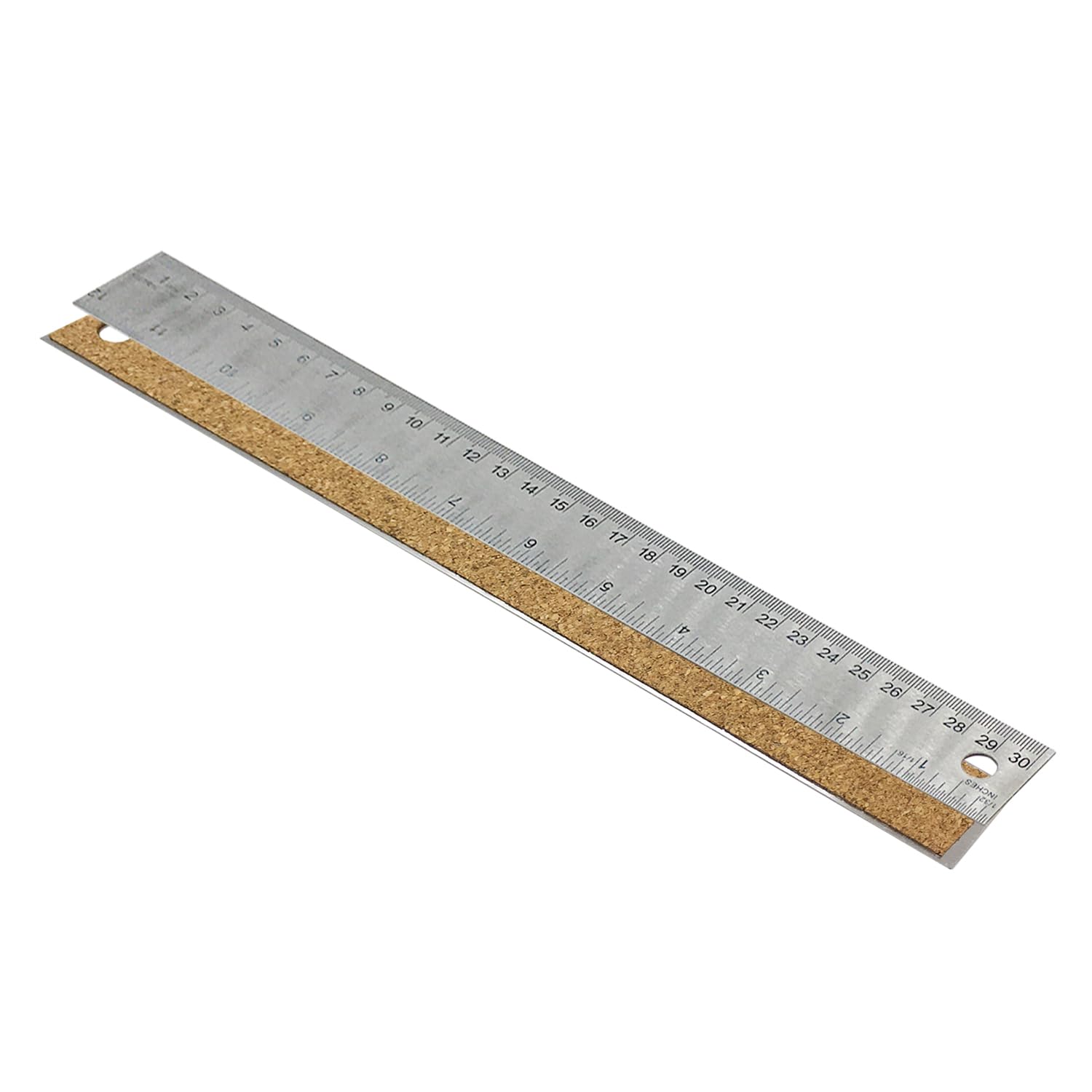 12 Inch Stainless Steel Metal Ruler with Cork Backing, Non-Slip Rulers with Inches and Metric, for School Office Engineering Drafting Tools