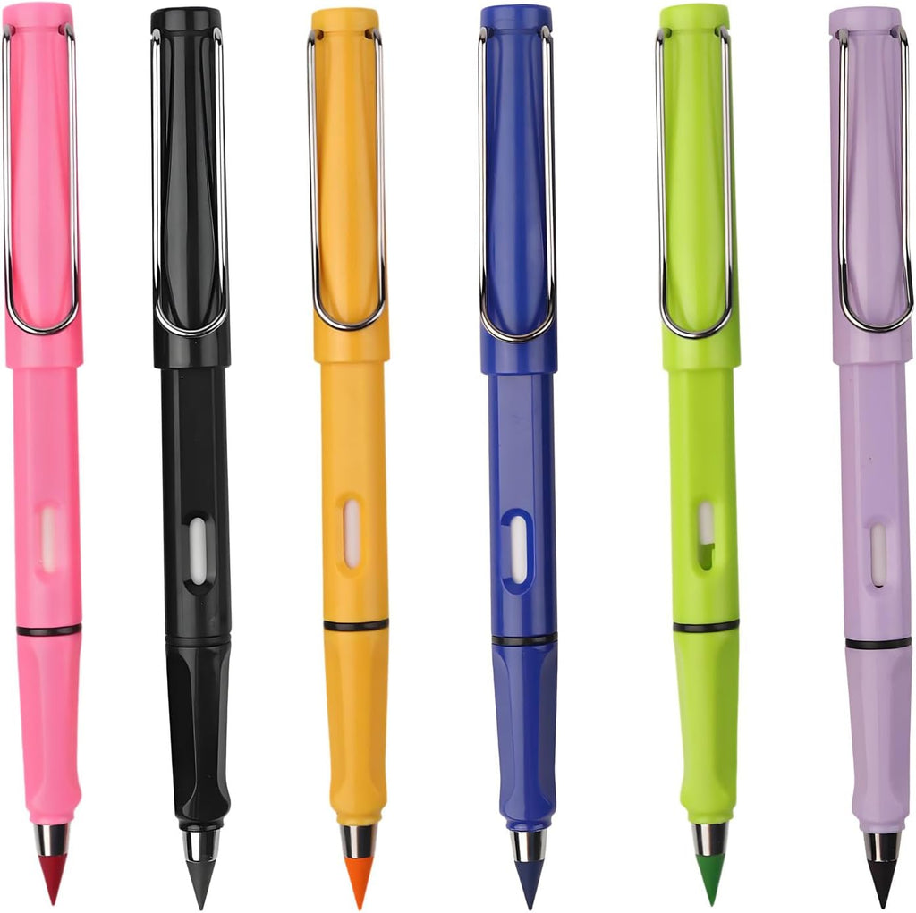 12pcs unlimited pencils, for children's writing, permanent ink-free pencils and erasers - no sharpening, reusable, suitable for schools, art, sketching (multicolor) (12 pcs Colour)