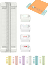 4-in-1 Bidirectional Paper Cutter,Mini Paper Trimmer,Multi-Function Scrapbooking Tool with Straight Wave Perforated Creasing Blades for Craft Paper,Cardstock, Coupon, Label, Photo,Postcard (Blue)