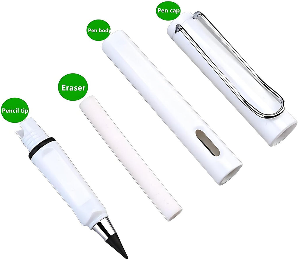 12pcs unlimited pencils, for children's writing, permanent ink-free pencils and erasers - no sharpening, reusable, suitable for schools, art, sketching (multicolor) (12 pcs Colour)