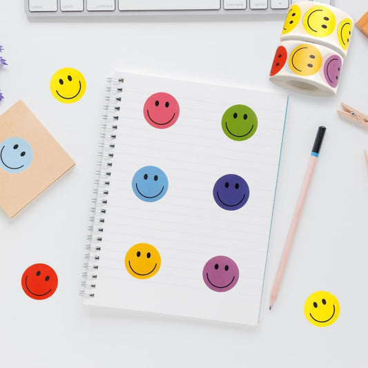 Smiley Face Stickers, 1000 Pcs Happy Smile Face Stickers for Kids, 1 Inch Colorful Self-Adhesive Incentive Reward Decal Behavior Chart Sticker for Students Teachers Classroom Party Supplies