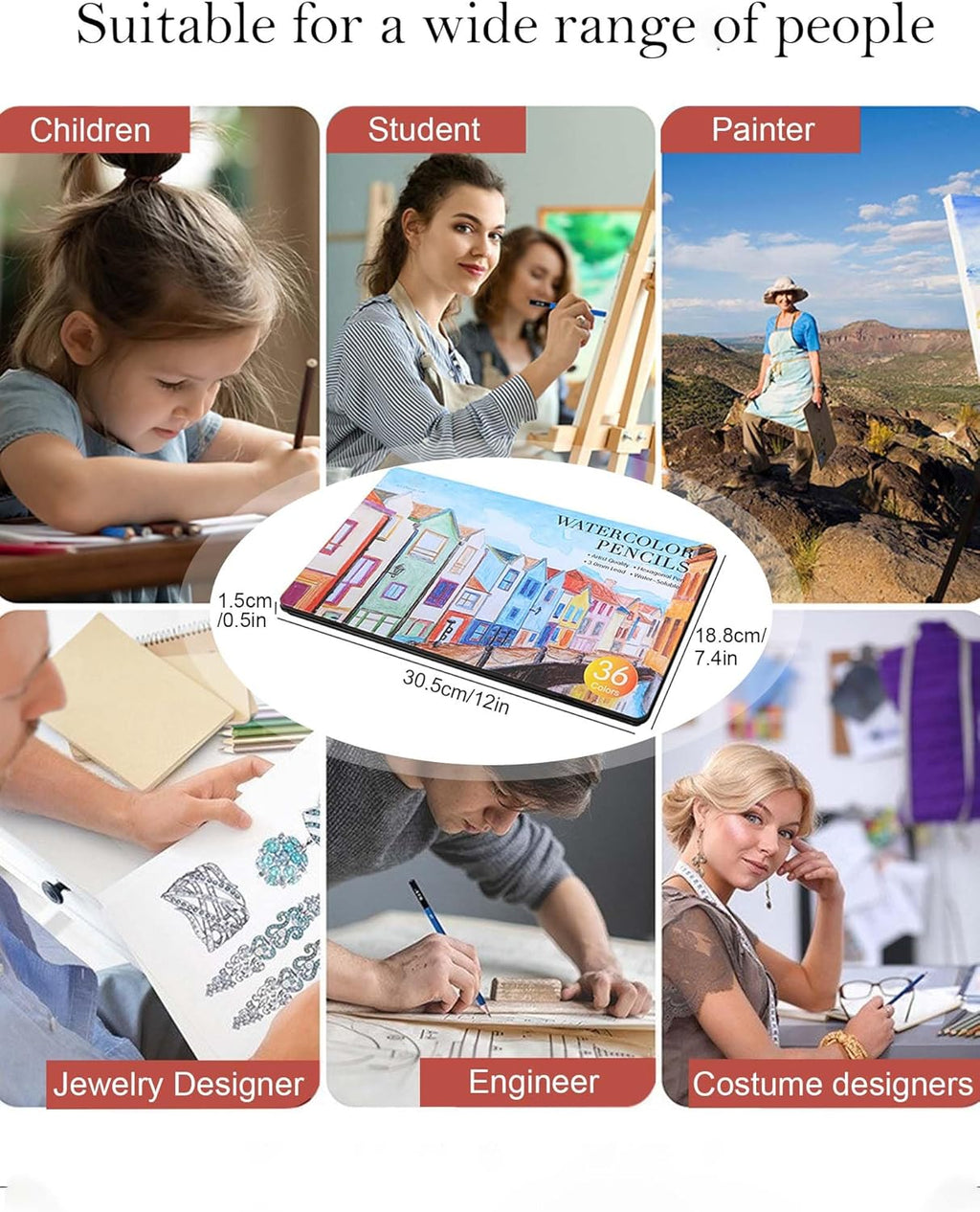 36 Color Watercolor Pencils with Soft Thick Core, SV Bonding Tech & Break-Resistant Lead | Vibrant Blending & Shading for Artists, Adults & Kids | Ideal for Drawing, Sketching, Watercolor Painting