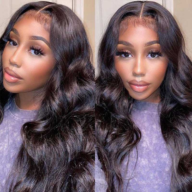 QVR Pre-cut 13x4 Lace Frontal Wigs Wear and Go Wig For Beginners Body Wave With Pre-plucked Hairline