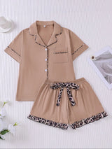 Women's Contrast Binding Pajama Two-piece Set