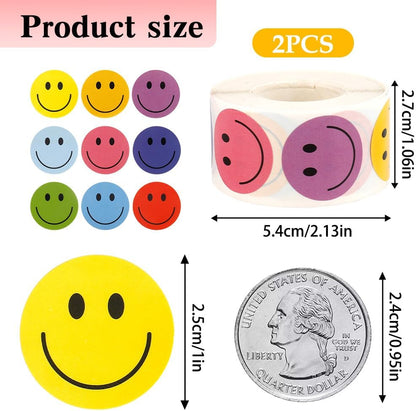 Smiley Face Stickers, 1000 Pcs Happy Smile Face Stickers for Kids, 1 Inch Colorful Self-Adhesive Incentive Reward Decal Behavior Chart Sticker for Students Teachers Classroom Party Supplies