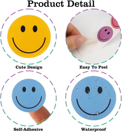 Smiley Face Stickers, 1000 Pcs Happy Smile Face Stickers for Kids, 1 Inch Colorful Self-Adhesive Incentive Reward Decal Behavior Chart Sticker for Students Teachers Classroom Party Supplies
