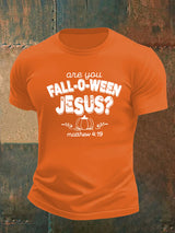 Men's are you FALL-O-WEEN JESUS print casual T-shirt