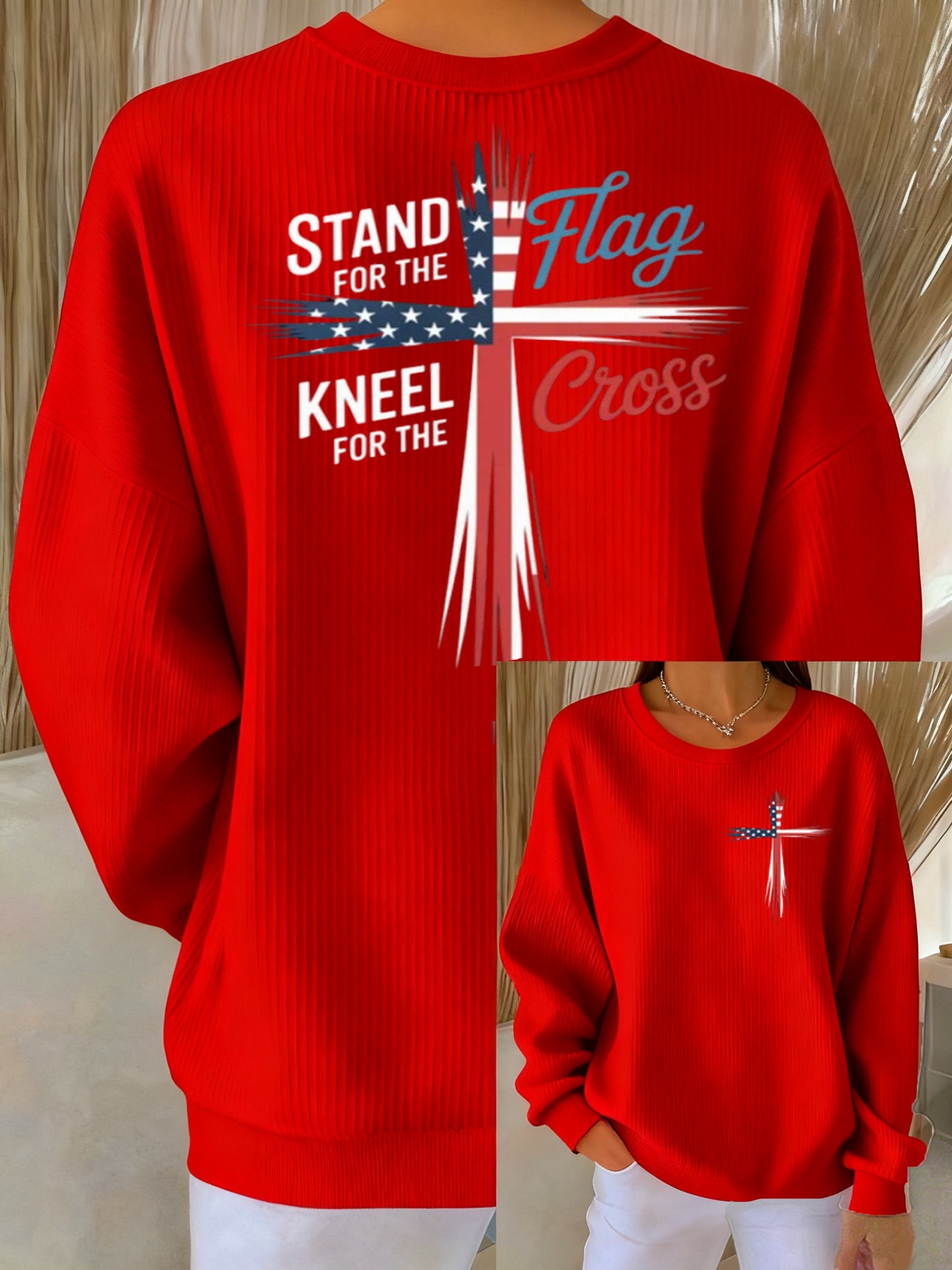 Women's faith Print Casual Hooded Sweatshirt