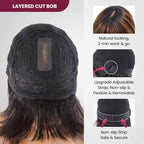 QVR Bouncy Curly Minimum Lace Short Bob Wigs Human Hair With Bangs