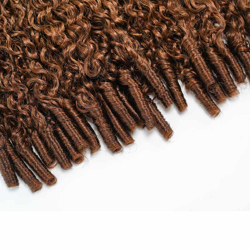 QVR Ombre Brown Feather Crochet Human Hair #T2/30 Burmese Curly Machine Made Crochet Weave Hair Extensions
