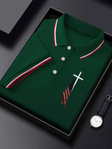Men's  Flag Cross Print Polo Shirt