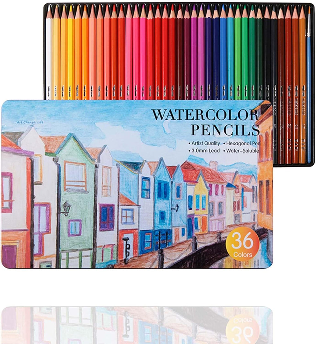 36 Color Watercolor Pencils with Soft Thick Core, SV Bonding Tech & Break-Resistant Lead | Vibrant Blending & Shading for Artists, Adults & Kids | Ideal for Drawing, Sketching, Watercolor Painting